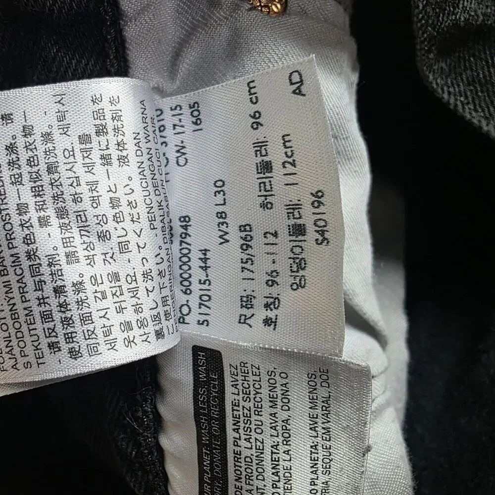 Levi's 501 Jeans Mens 38x30 Black Dark Wash Regular Fit Straight Leg Denim